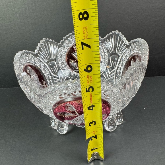Hofbauer Byrdes The Ruby 8 1/4" Bird Console Footed Vase Bowl Crystal Servware - Picture 5 of 16